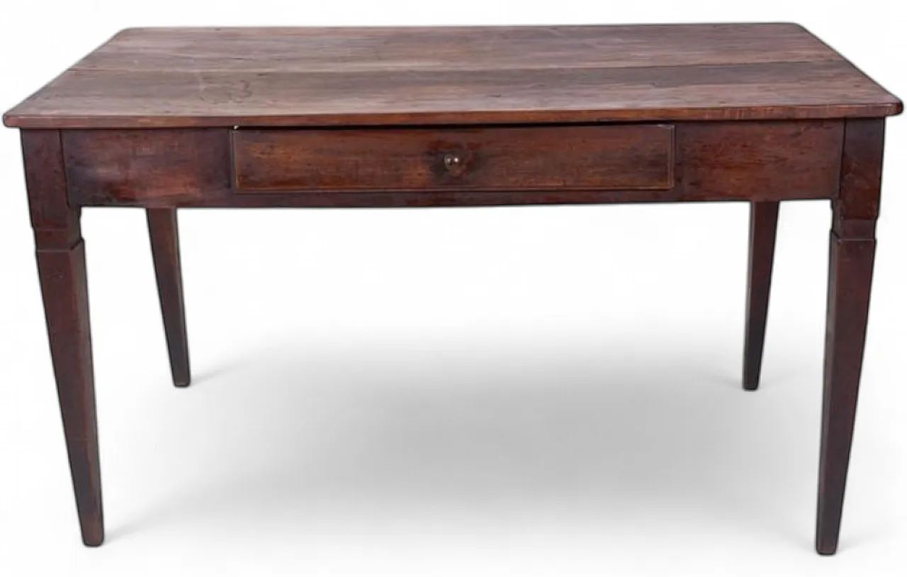 Rustic walnut worktable with central drawer, 1950s 11
