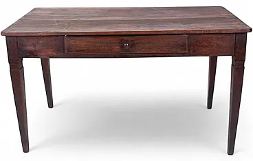 Rustic walnut worktable with central drawer, 1950s