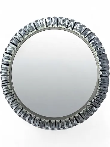 Circular wall mirror with crystal prisms, 1970s