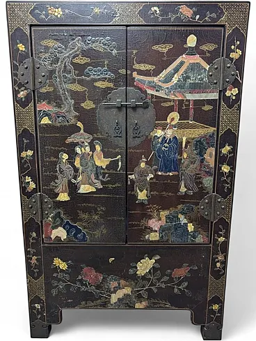 Handcrafted Chinese bar cabinet with lighting, mid-20th century