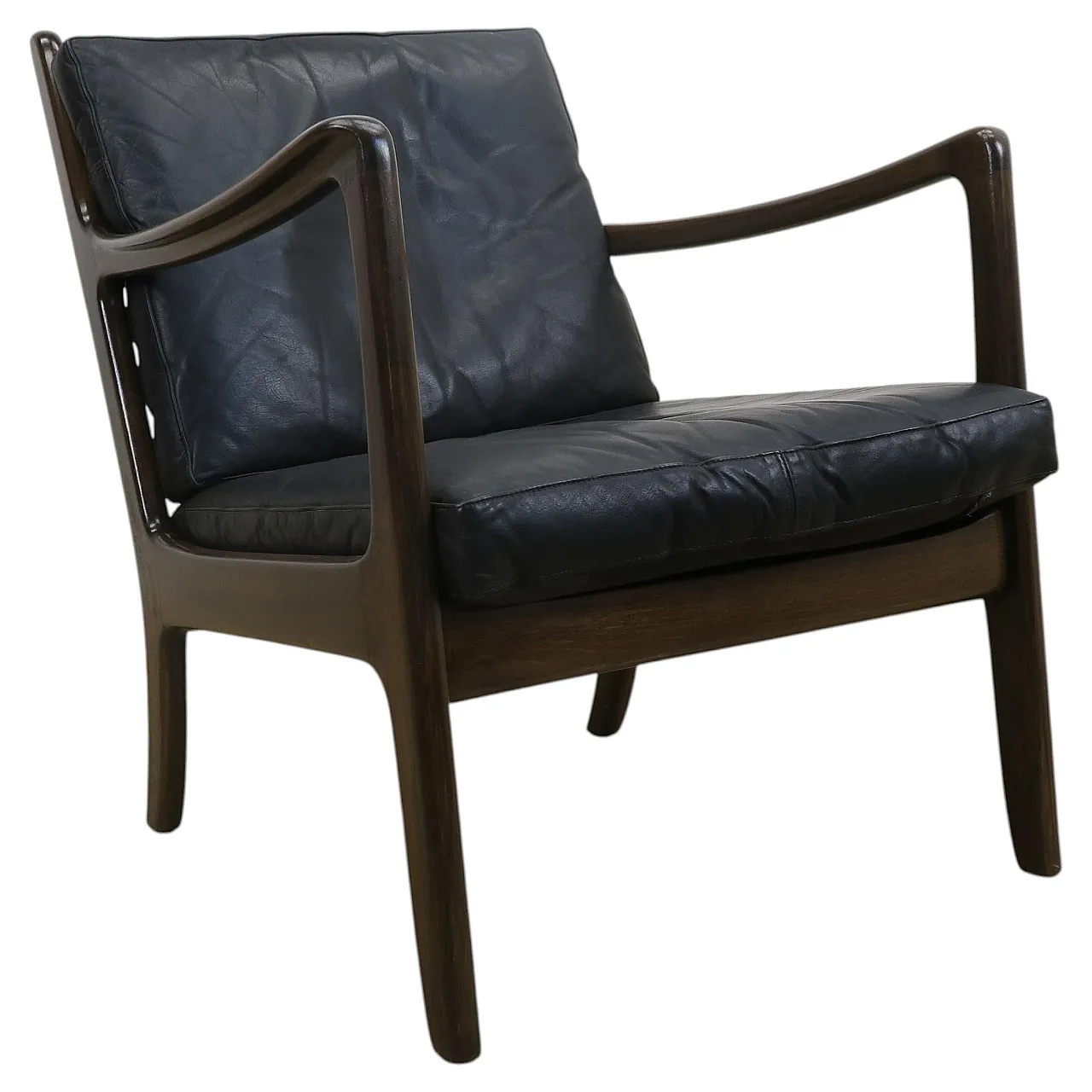 Mid-Century Scandinavian teak and leather armchair, 1960s 1