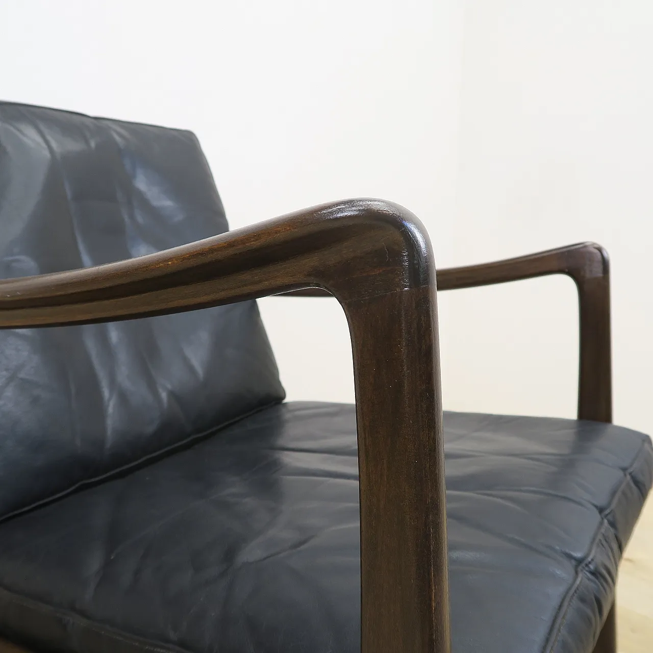Mid-Century Scandinavian teak and leather armchair, 1960s 3
