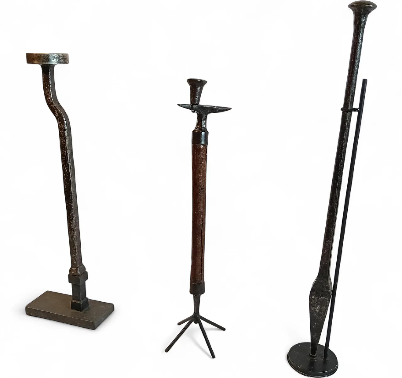 2 metal stem sickle anvils, 1940s 32