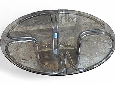 Ruound chromed coffee table by Gastone Rinaldi for Rima Desio, 1970s