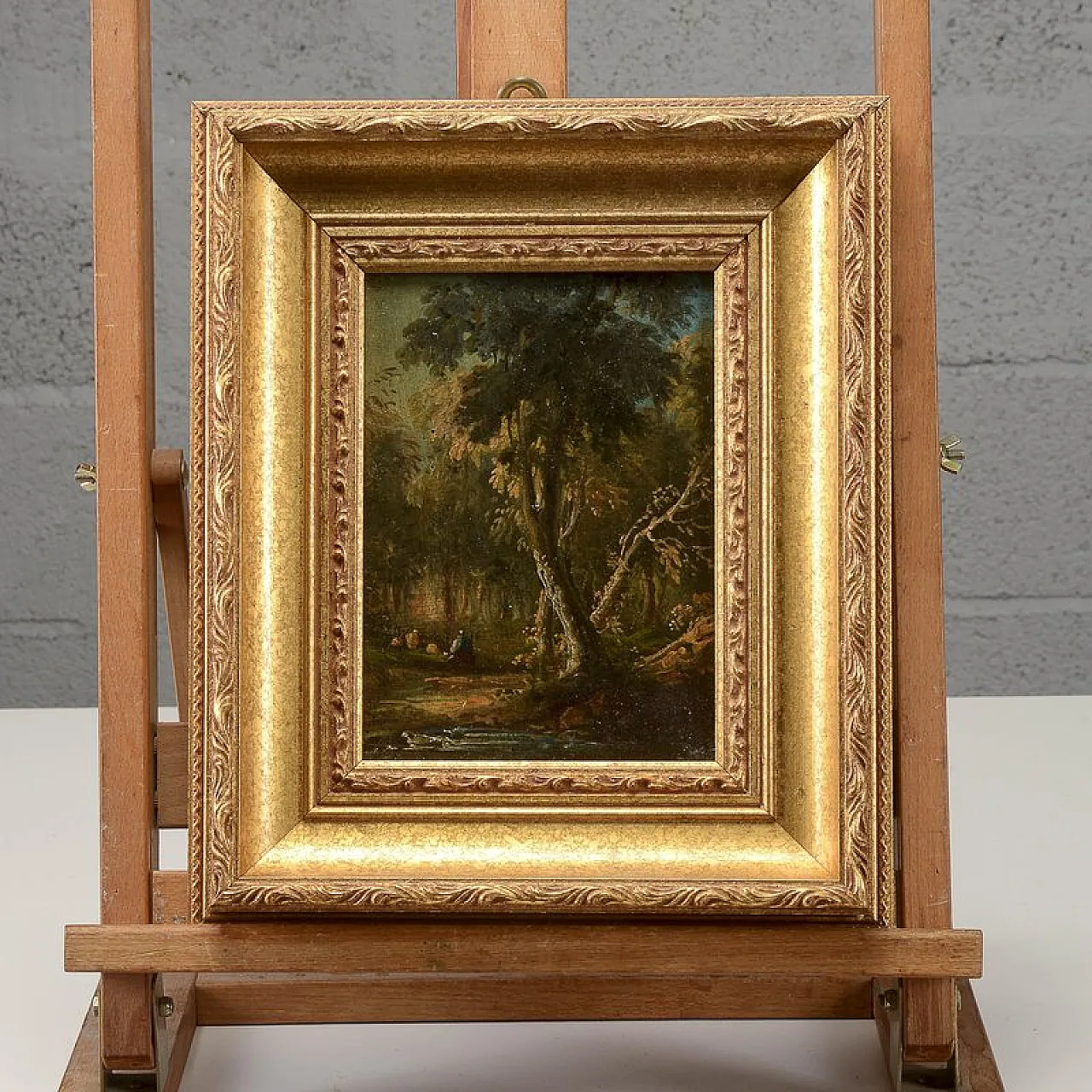 Miniature landscape, oil on wood, 19th century 1