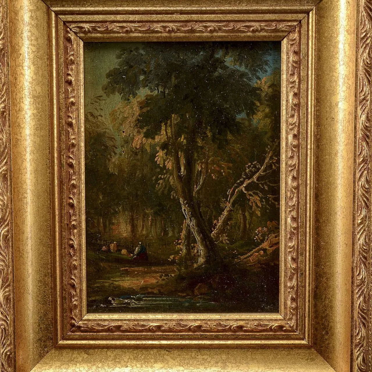 Miniature landscape, oil on wood, 19th century 2