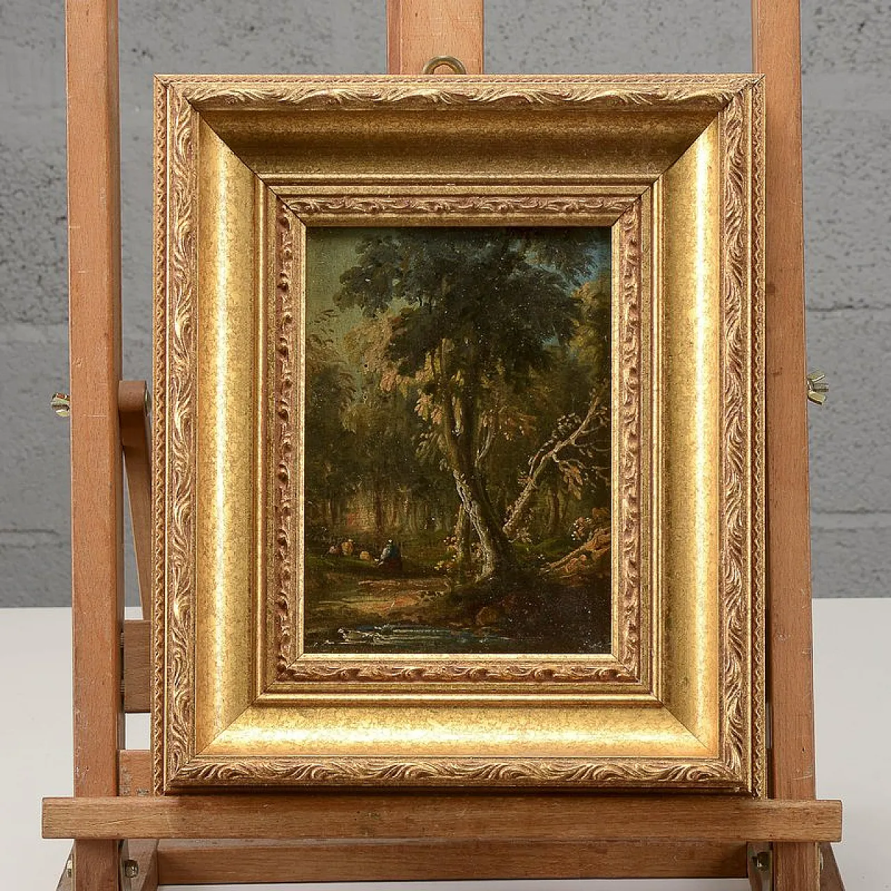 Miniature landscape, oil on wood, 19th century 3