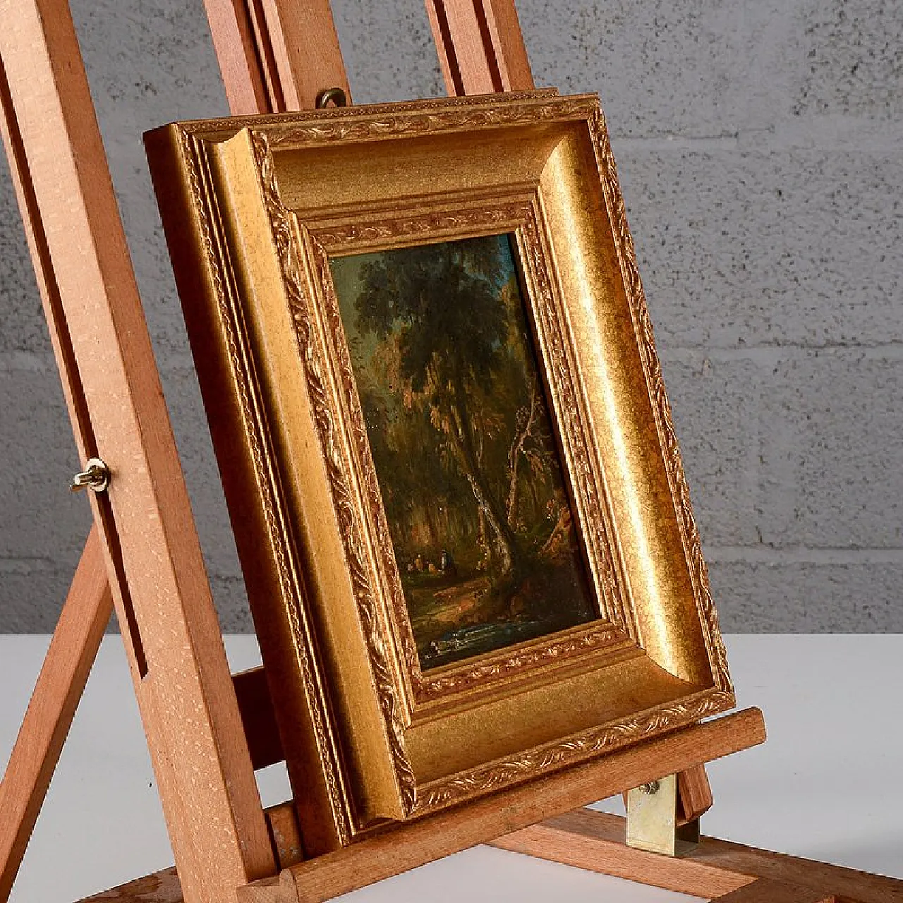 Miniature landscape, oil on wood, 19th century 6