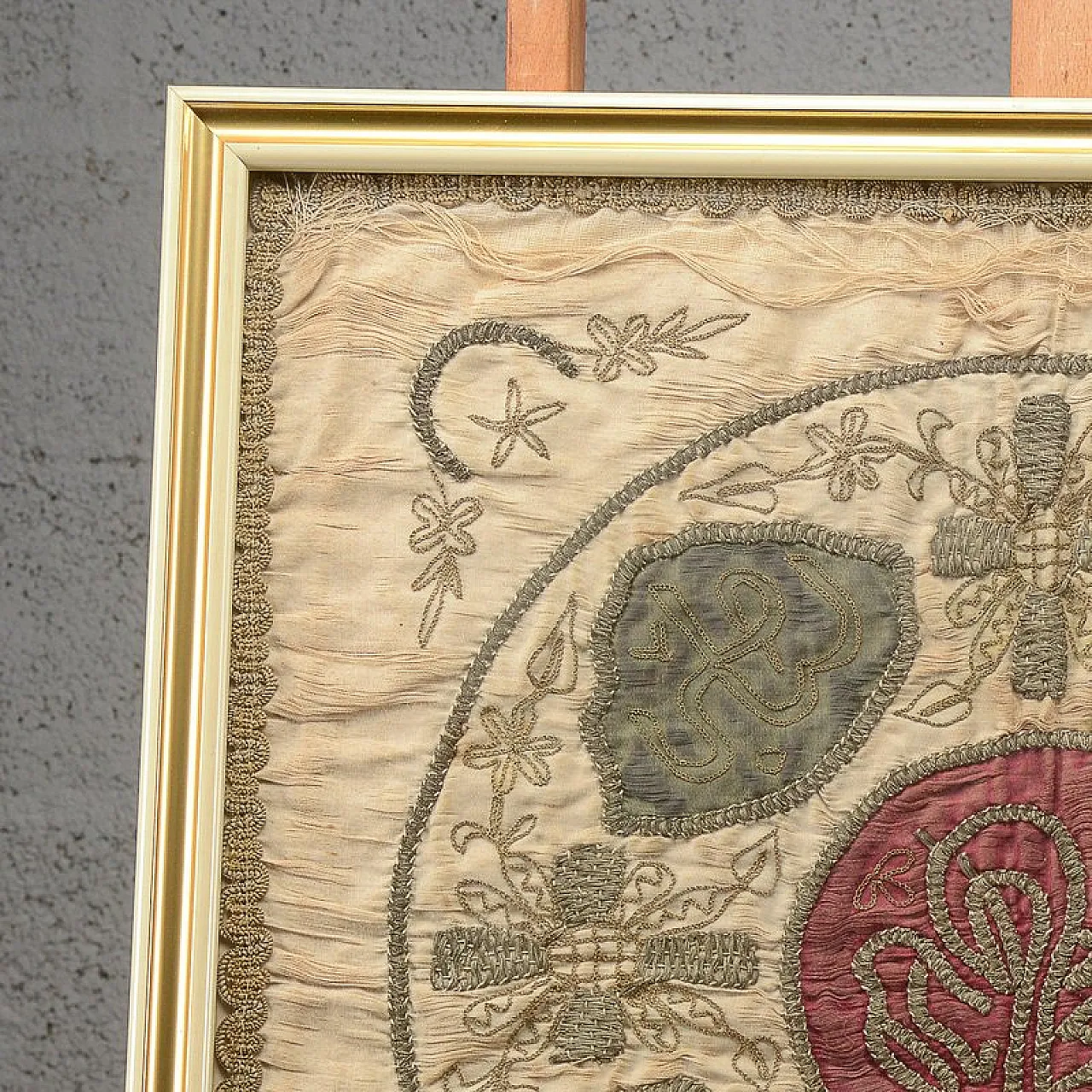 Tessuto da cuscino cerimoniale con fili dorati, '800 4