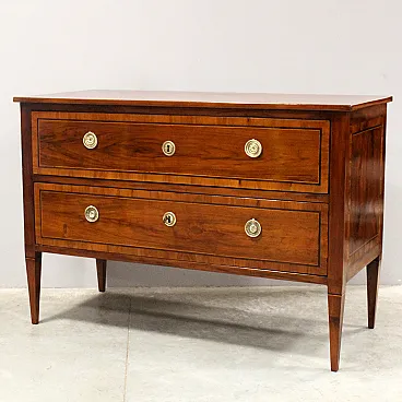 Antique Louis XVI chest of drawers in inlaid walnut, Italy, 18th century