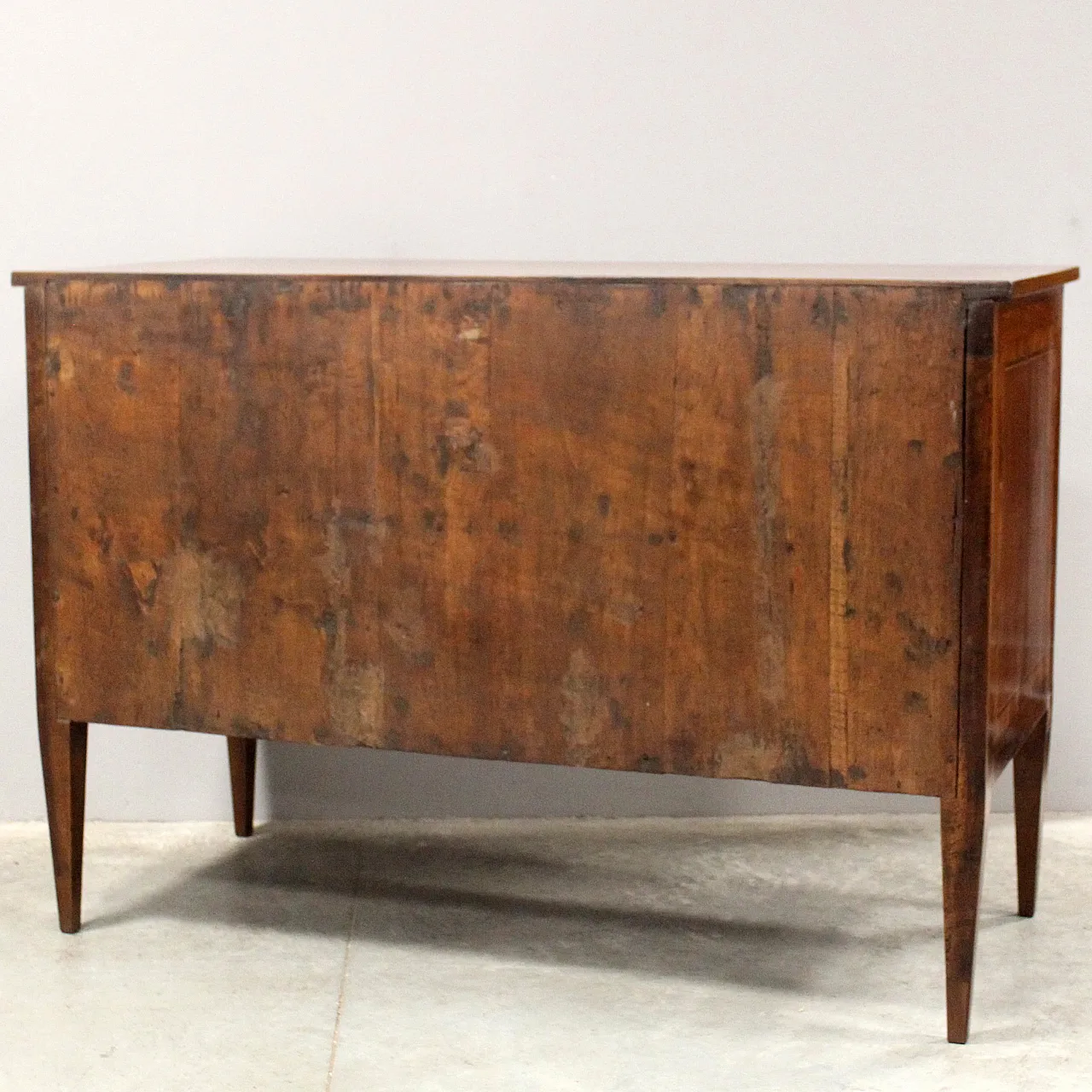 Antique Louis XVI chest of drawers in inlaid walnut, Italy, 18th century 14