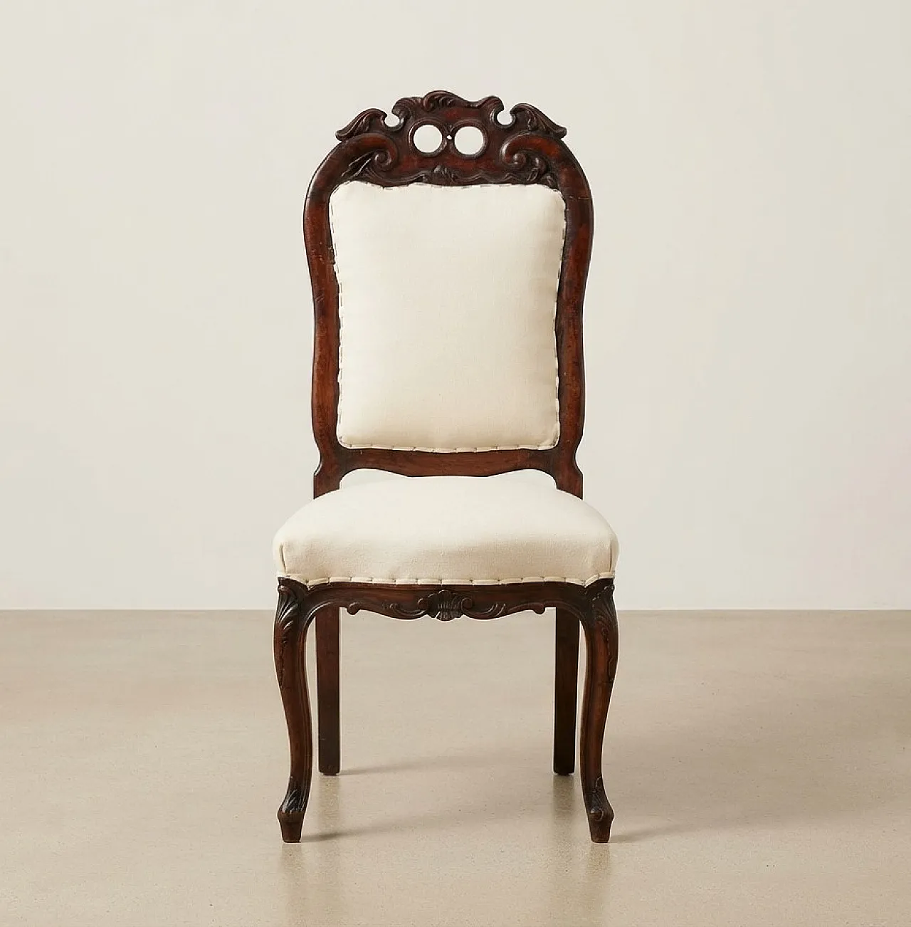 6 Umbertino style chairs with white fabric seat, 1940s 3