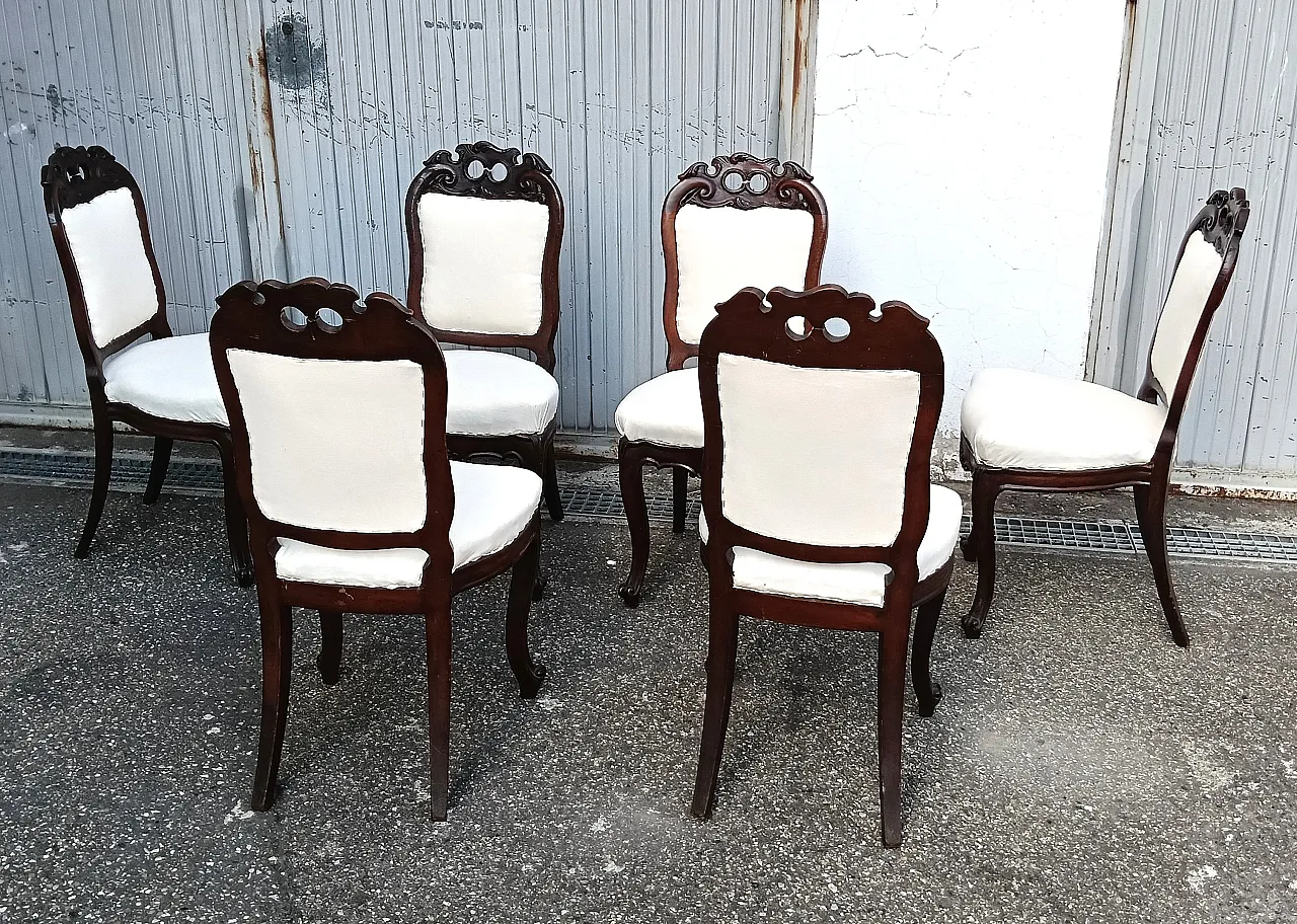 6 Umbertino style chairs with white fabric seat, 1940s 14