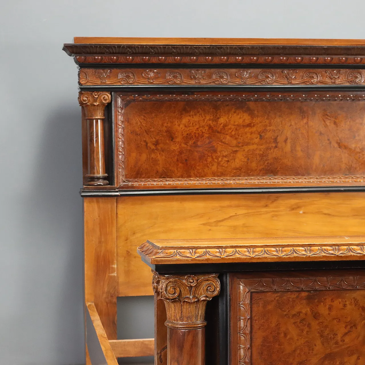 Double bed in walnut and walnut burl, mid-20th century 4