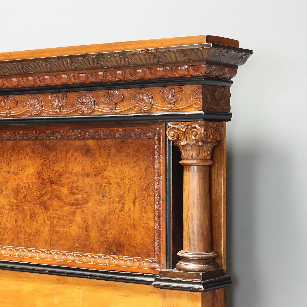 Double bed in walnut and walnut burl, mid-20th century 6