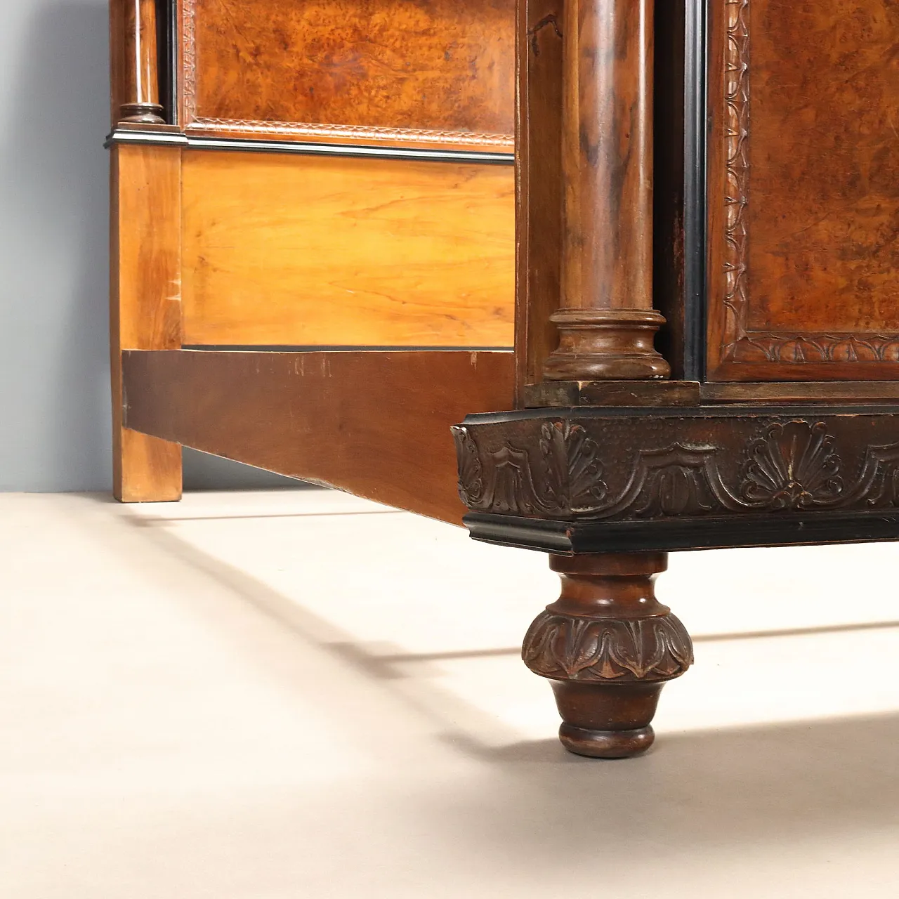 Double bed in walnut and walnut burl, mid-20th century 8