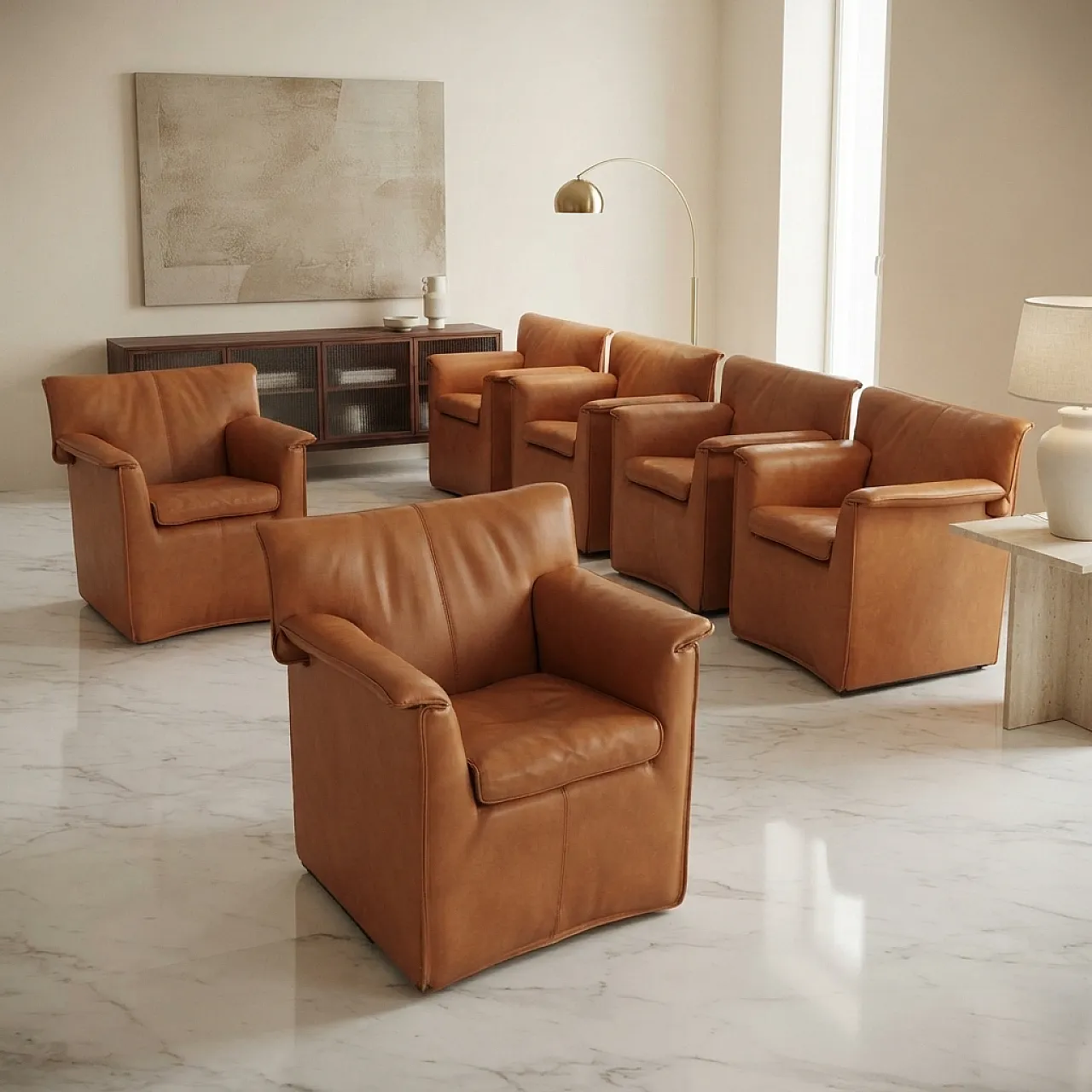 6 Laurianetta armchairs by Afra and Tobia Scarpa for B&B Italia, 1980s 2