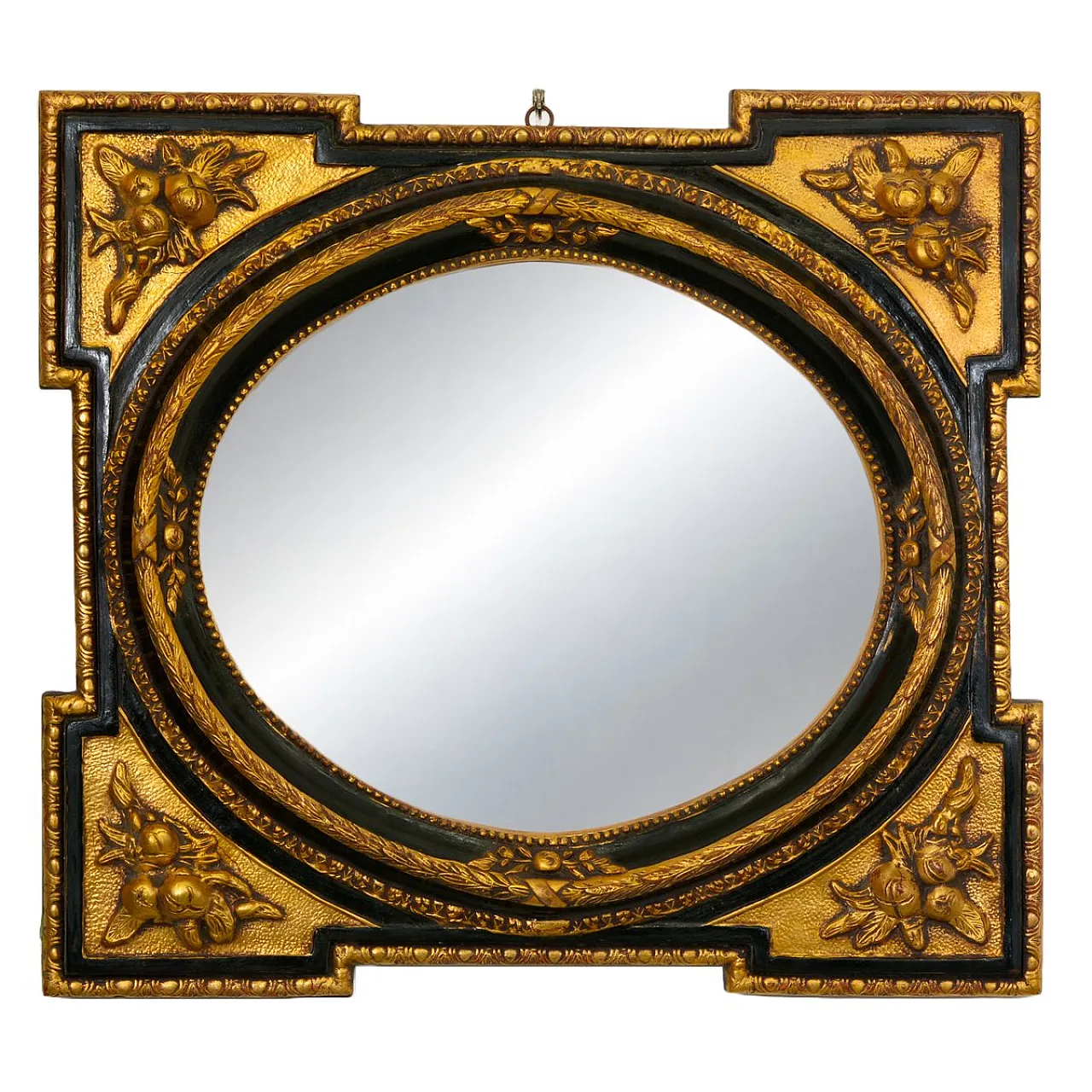 Specchio neoclassico in legno dorato, anni '70 1