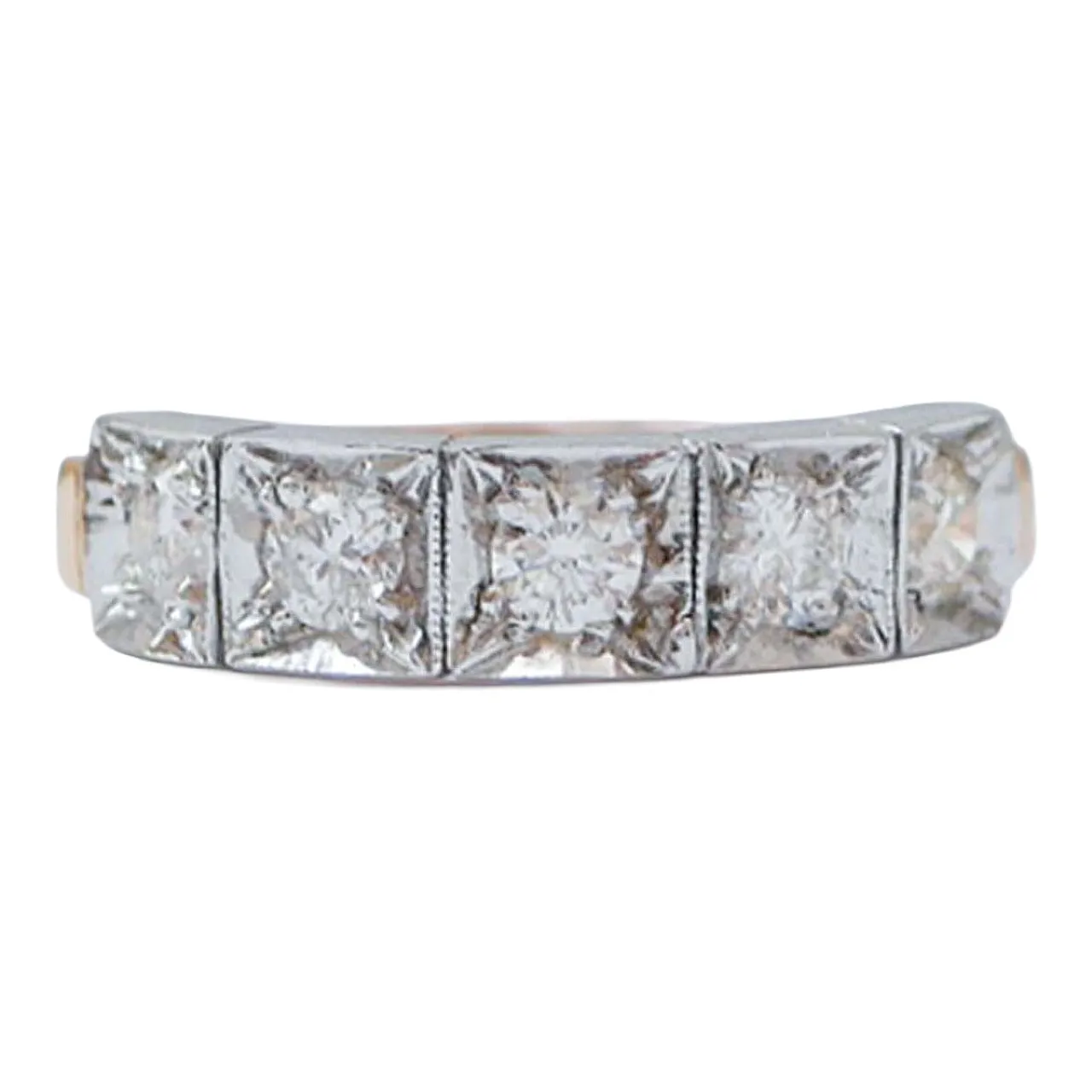 Diamonds, rose gold and silver ring, 1970s 1