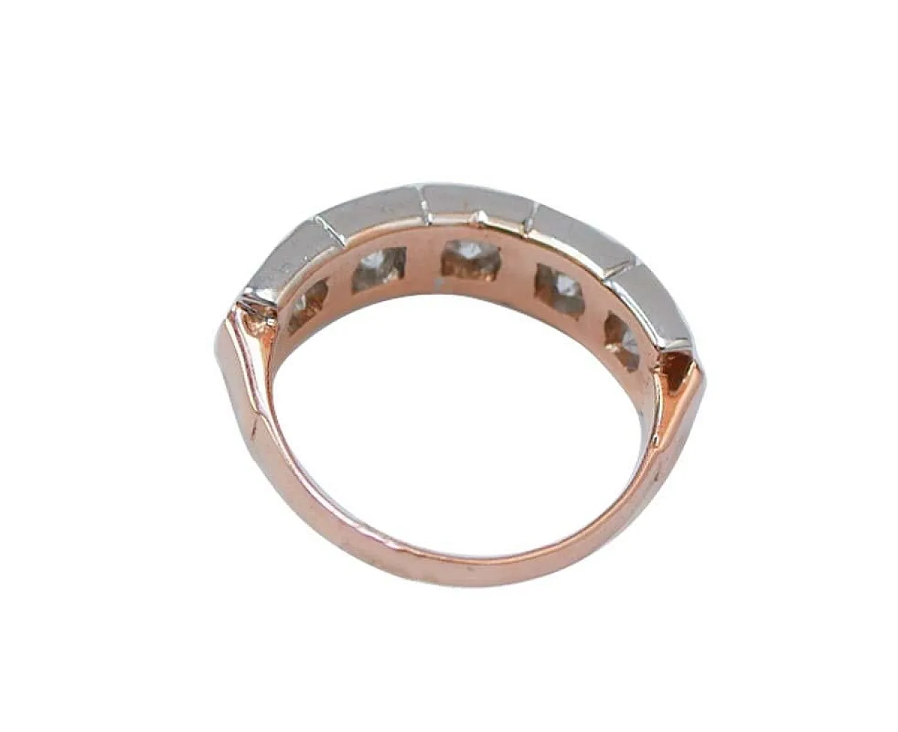Diamonds, rose gold and silver ring, 1970s 3