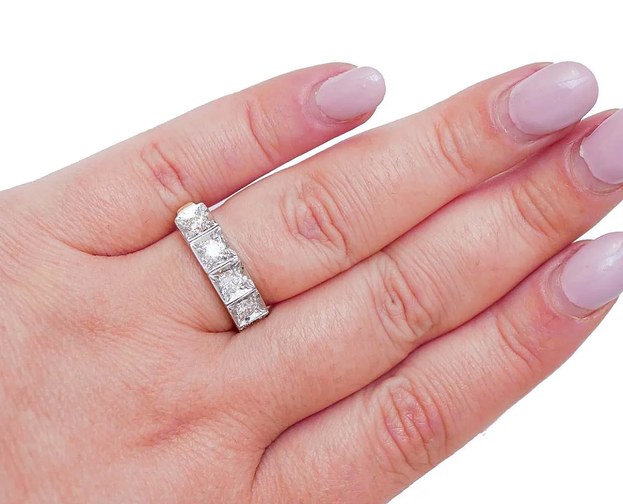 Diamonds, rose gold and silver ring, 1970s 5