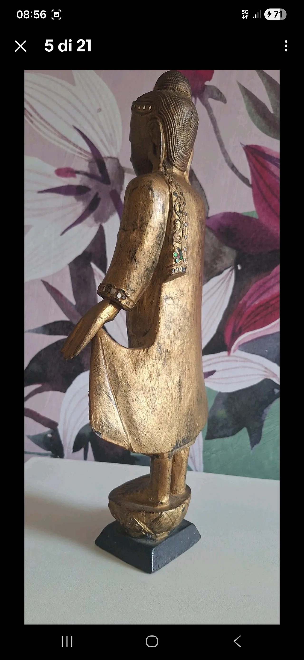 Antique Mandalay Buddha in gilded wood, Burma 19th Century 15