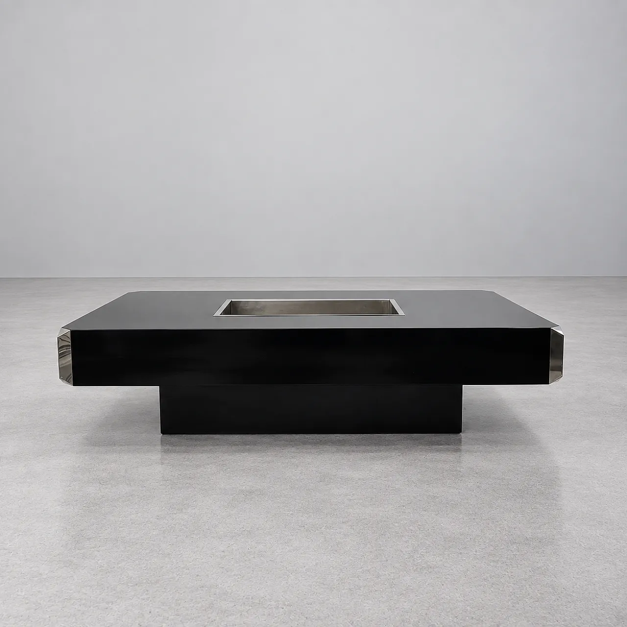 Alveo  coffee table by Willy Rizzo with bar compartment, 1970s 2