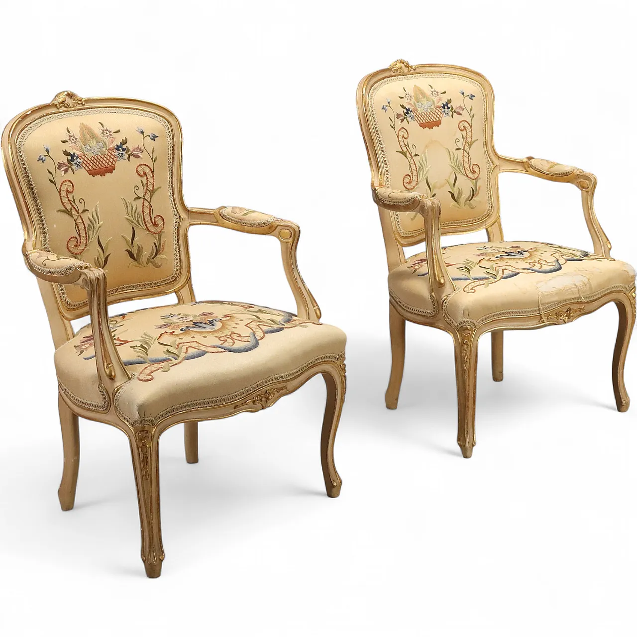 Pair of Baroque-style armchairs, 19th century 11