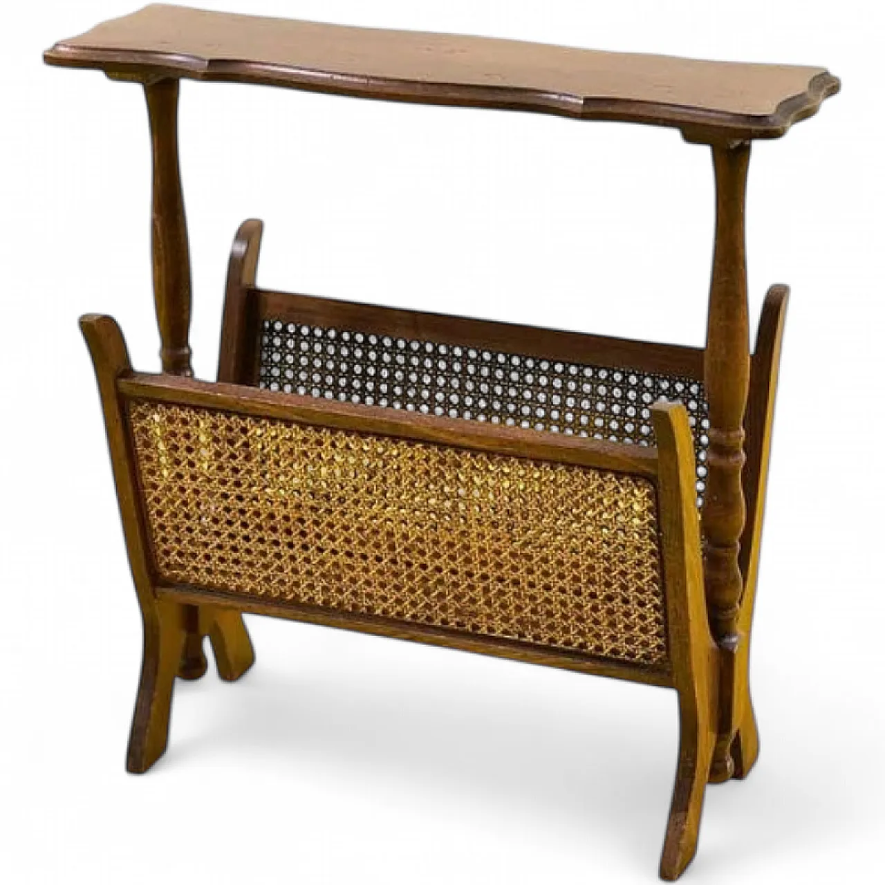 Carved Wooden and Vienna straw Magazine Rack, 20th century 6