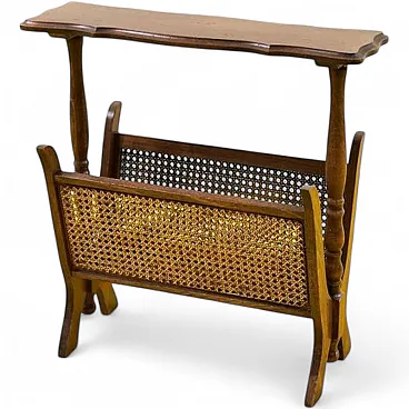 Carved Wooden and Vienna straw Magazine Rack, 20th century