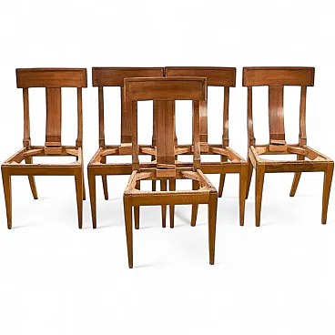 5 Directoire chairs with demi lune back rest, late 19th century