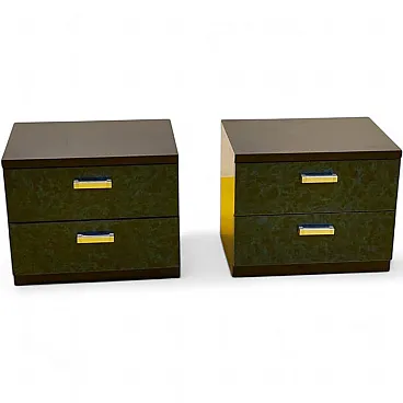 Pair of faux malachite bedside tables, 1980s