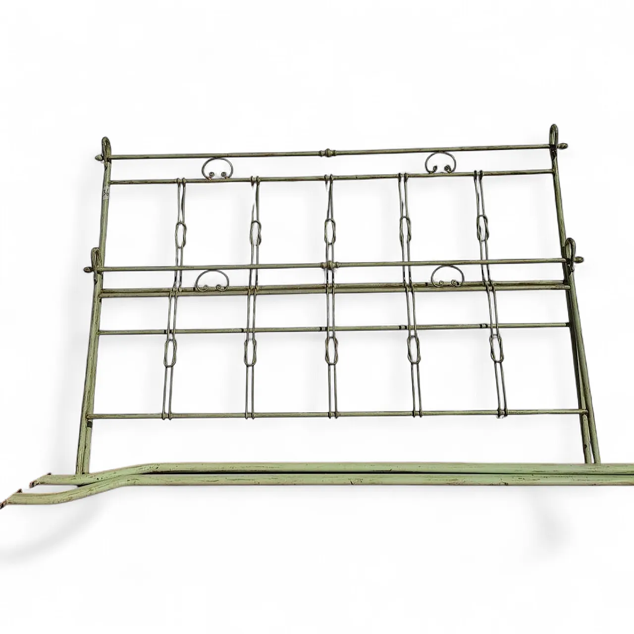 Green single Iron Bed with knoths, 20th century 9