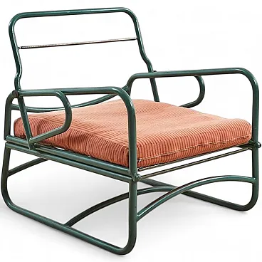 Military Armchair Bed in tubular green metal, 1960s