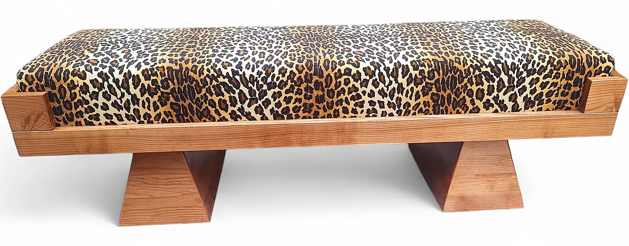 Bench with pyramid legs and fabric by Artigianato Italiano, 2000s 8