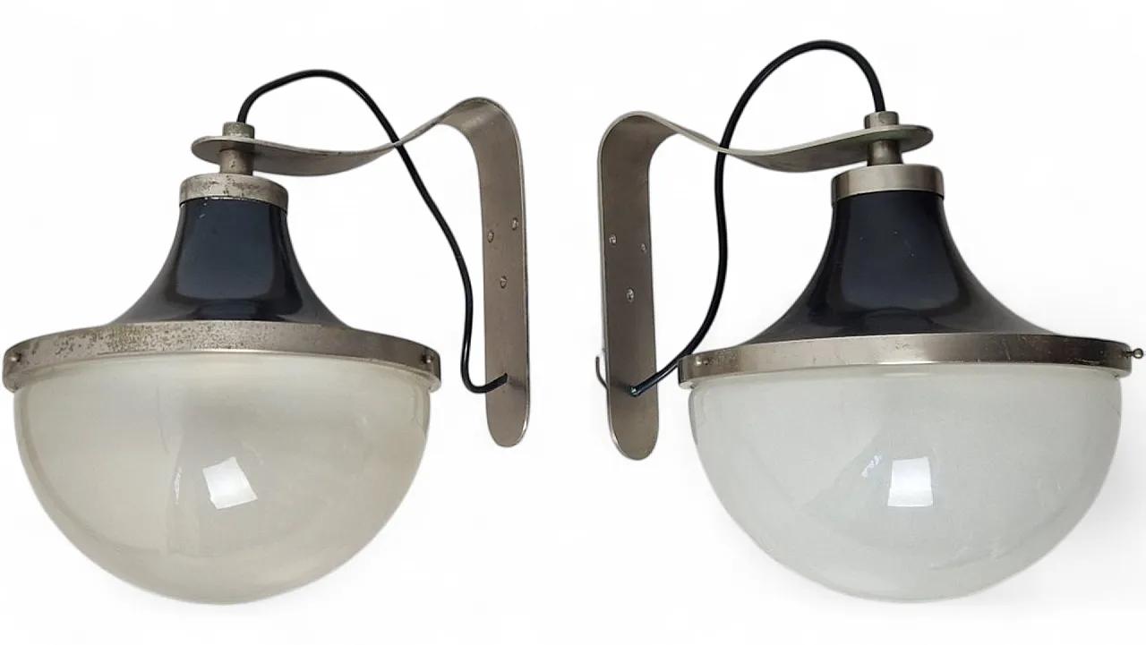 Pair of Pi wall lamps by Sergio Mazza for Artemide, 1960s 15