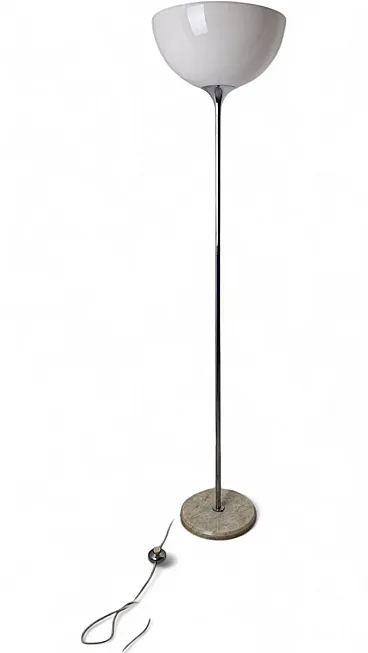 Floor lamp in chrome with milk glass lampshade, 1970s