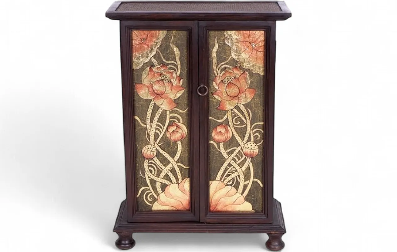 Thai cabinet in acacia wood with rattan inserts, 20th century 11