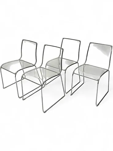 4 acrylic glass chairs by Calligaris, Italy, 90s