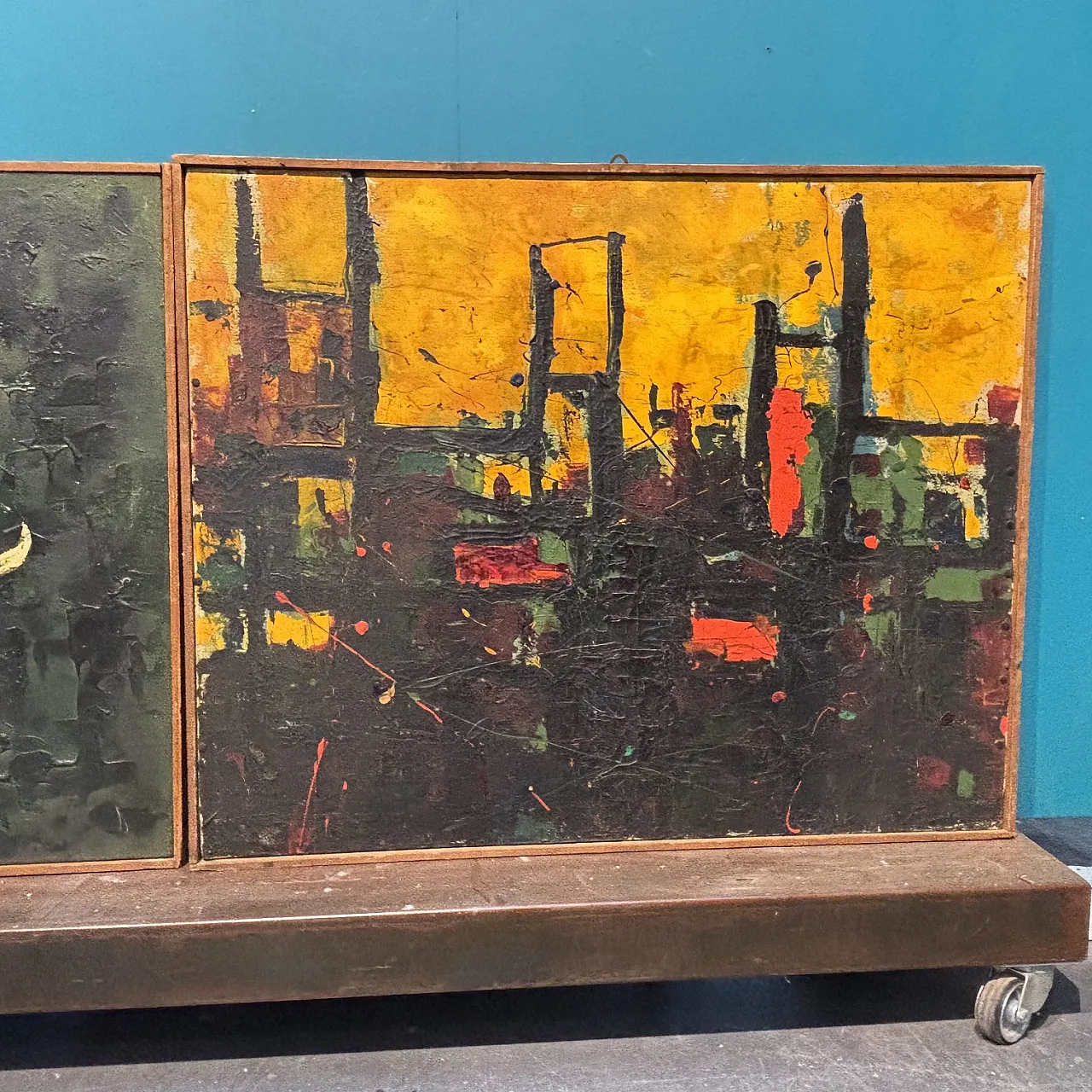 Coppia di dipinti olio su tela opera di  Gaetano Alibrandi 1961 2