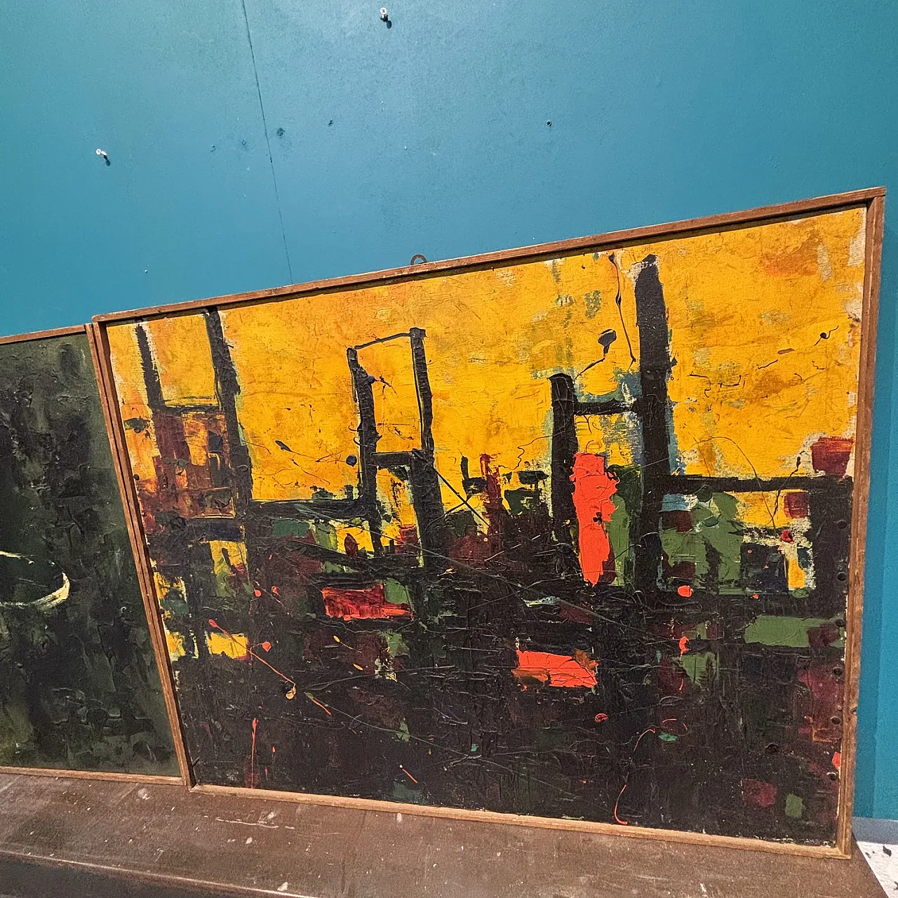 Coppia di dipinti olio su tela opera di  Gaetano Alibrandi 1961 6