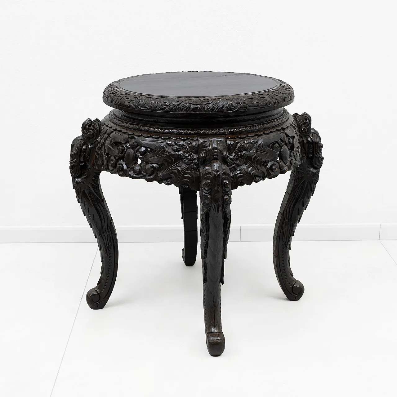 Chinese Qing Dynasty Carved Dragon Table, Ebonized Wood 3