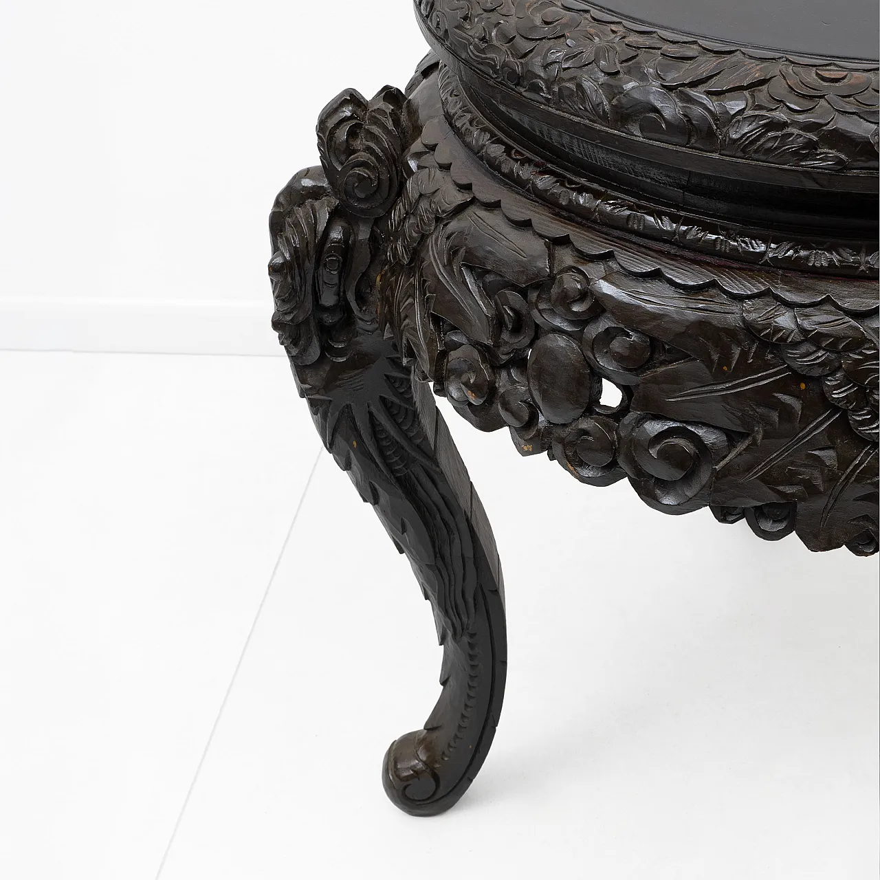 Chinese Qing Dynasty Carved Dragon Table, Ebonized Wood 5
