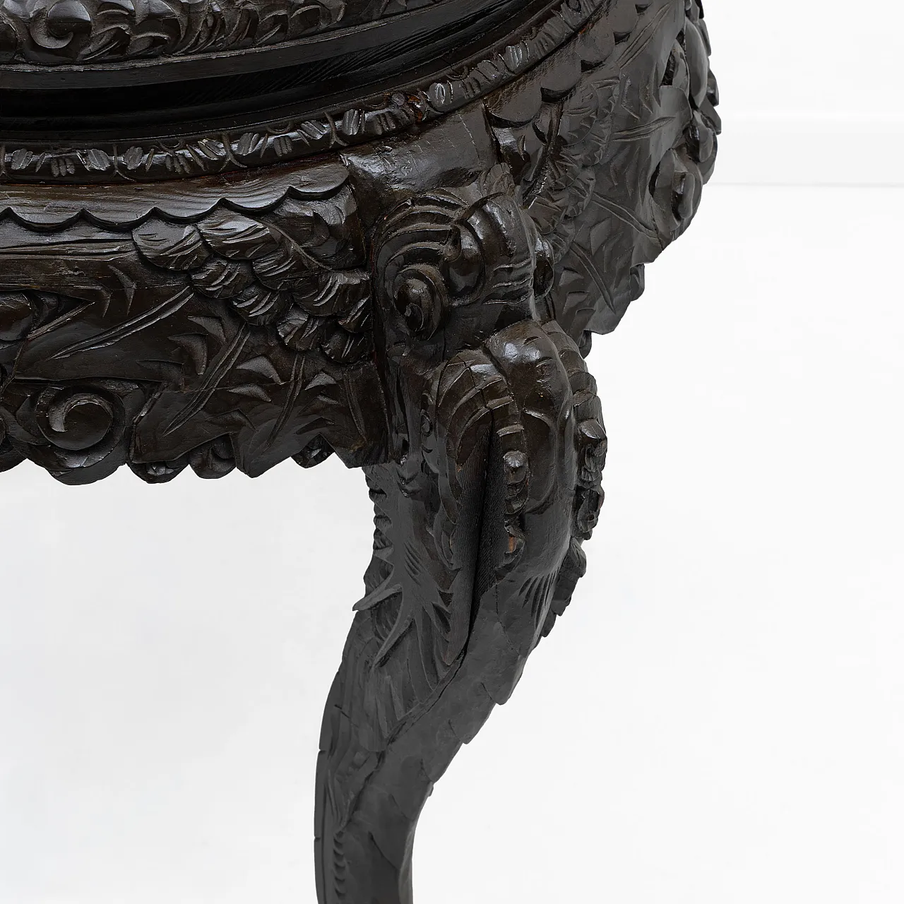 Chinese Qing Dynasty Carved Dragon Table, Ebonized Wood 7