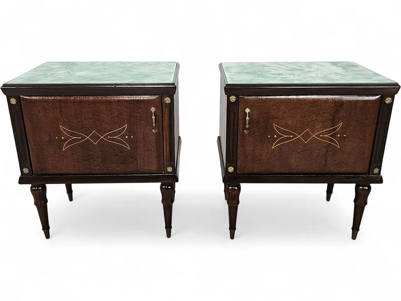 Pair of oak bedside tables with glass tops, 1960s 18