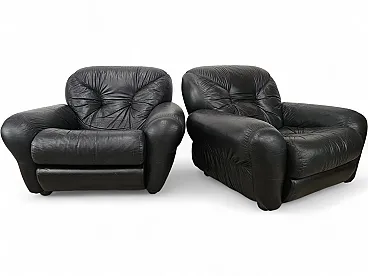 Black leather club chairs
