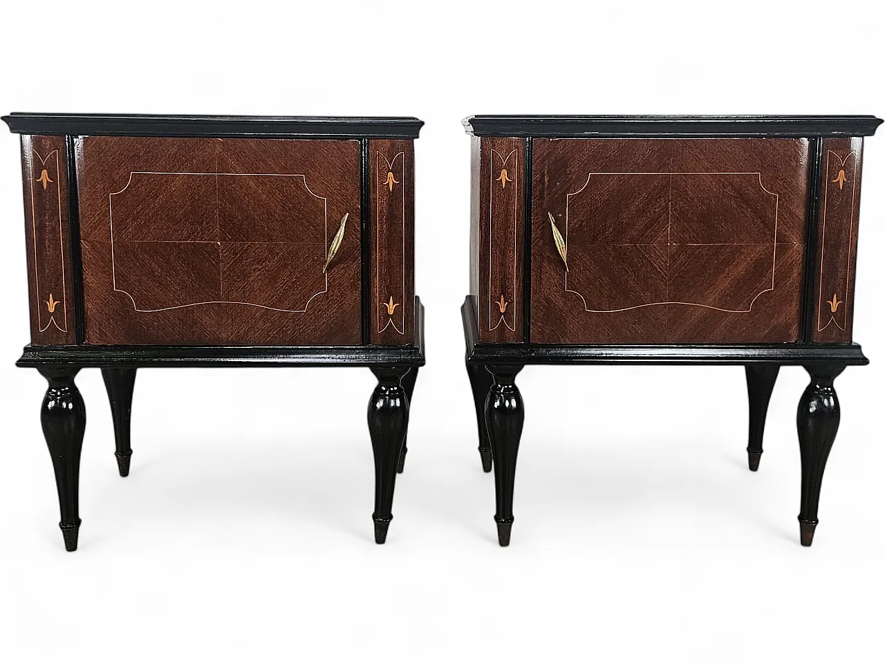 1960s mahogany burl bedside tables with glass top 21