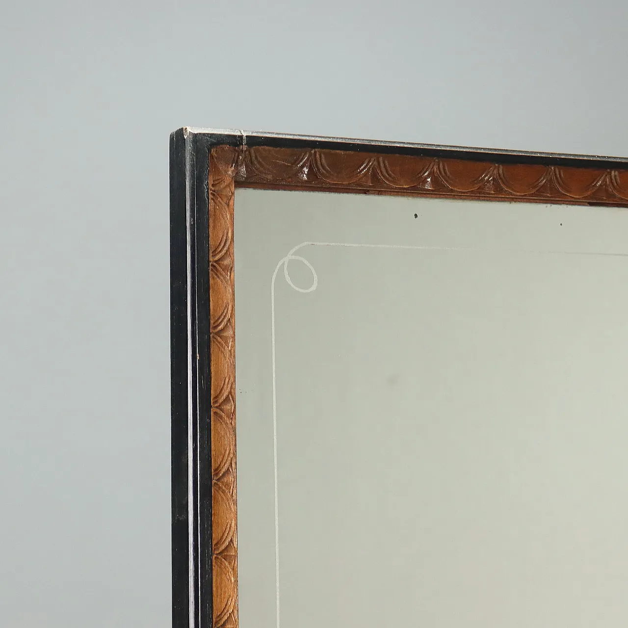 Console with mirror in walnut and serpentine marble, 20th century 5