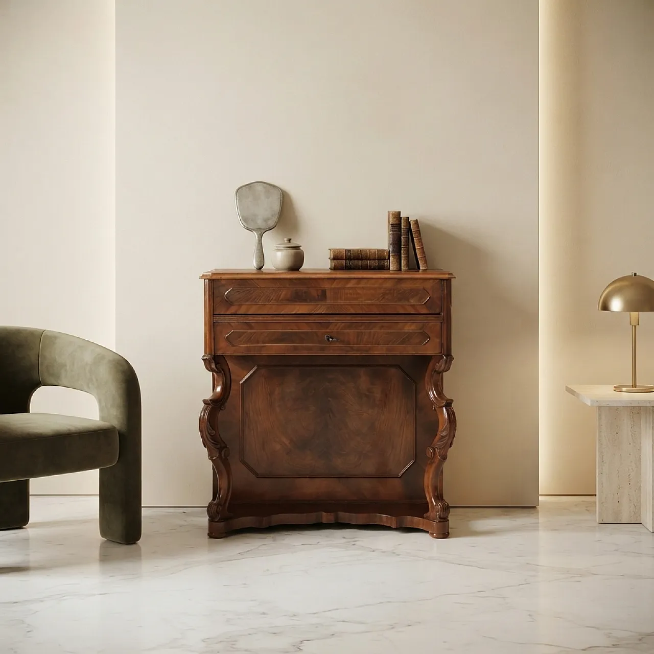 Louis Philippe dressing table in walnut and cherry, 19th century 2