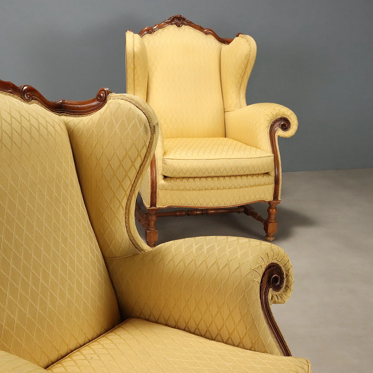 Pair of carved walnut armchairs, mid-20th century 5